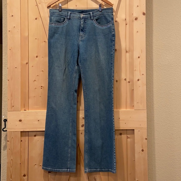 Christine Alexander Swarovski Crystal Embellished Straight Leg Jeans Size 12